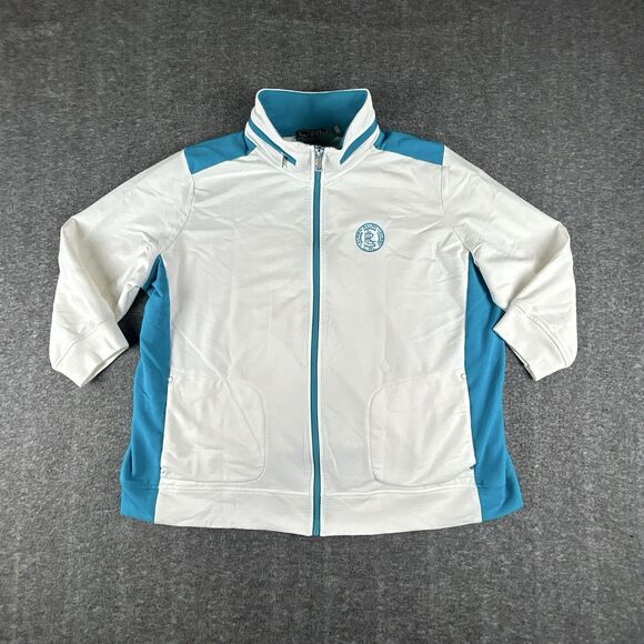 Lauren Active Ralph Lauren Track Jacket Womens Sz 2X 3/4 Sleeve White Teal - Picture 2 of 10